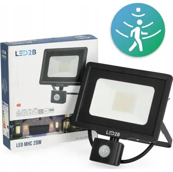 LED Halogenový reflektor 10W s čidlem, 4000K, 800lm, MHC LED2B, černý, IP44