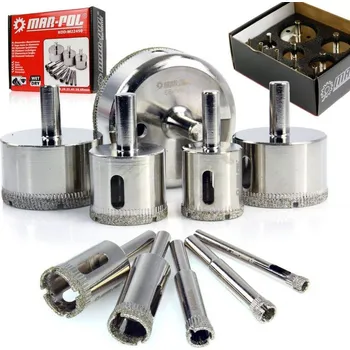 Diamantové vykružovací korunky, sada 10ks, 6-68mm, galvanizované MAR-POL