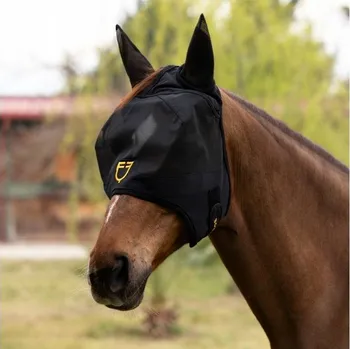 Koňská maska proti hmyzu Maska proti hmyzu EQUESTRO Logo black (XL)