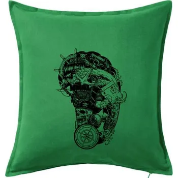 Polštář Pirátské tetování - Polštář 50x50 - 50x50 - Pouze potah ( Středně zelená )
