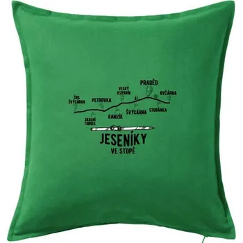 Polštář Jeseníky ve stopě - Polštář 50x50 - 50x50 - Včetně výplně ( Středně zelená )