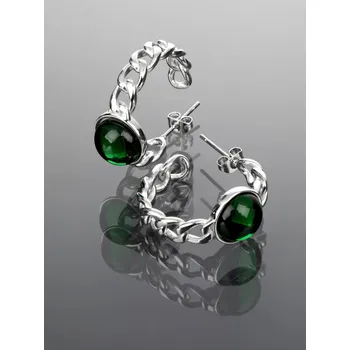 Náušnice Prosperk Náušnice kruhy se zeleným kamenem