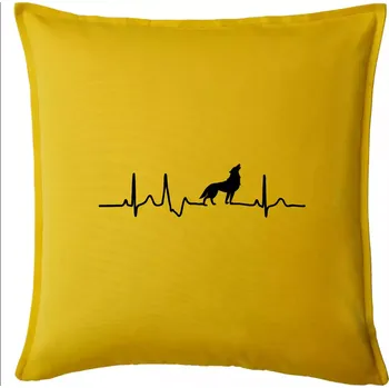 Polštář Vlk ekg - Polštář 50x50 - 50x50 - Pouze potah ( Žlutá )
