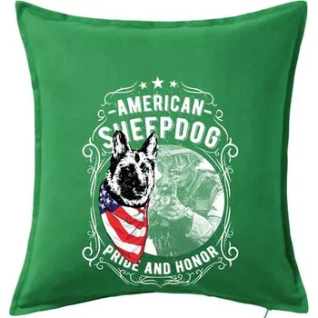 Polštář American Sheepdog - Polštář 50x50 - 50x50 - Včetně výplně ( Středně zelená )