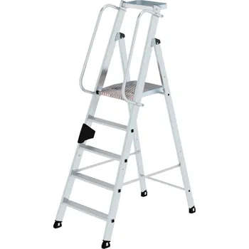 Žebřík 5stupňové schůdky z hliníku, protiskluzové nohy nivello®, úchyt pro snadný přenos ergo-pad®