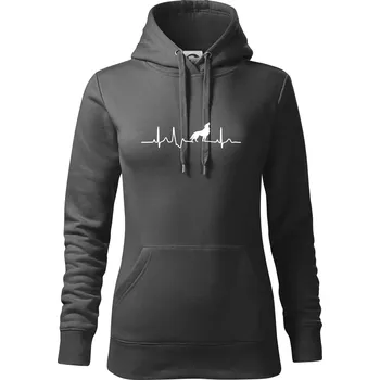 Dámská mikina Vlk ekg - Mikina dámská Cape s kapucí - XS ( Tmavá břidlice (šedá se zeleným nádechem) )