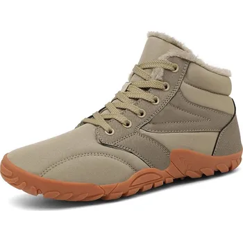 Pánská běžecká obuv Zimní barefoot boty – teplé kotníkové sněhule na turistiku Barva: Khaki, Velikost: 40