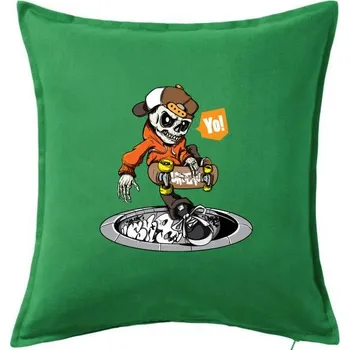 Polštář Skate nad kanálem - Polštář 50x50 - 50x50 - Pouze potah ( Středně zelená )
