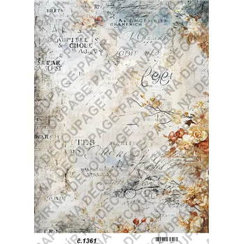Umělecký papír Rýžový a soft papír na decoupage - Vintage květinová - KB01361 Materiál: Soft, Rozměr: A4