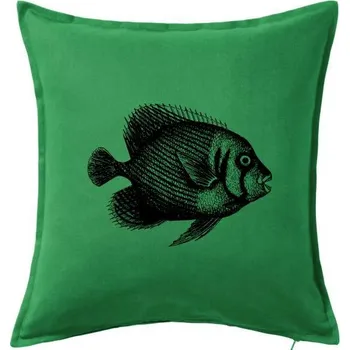 Polštář Mořská ryba kreslená - Polštář 50x50 - 50x50 - Pouze potah ( Středně zelená )