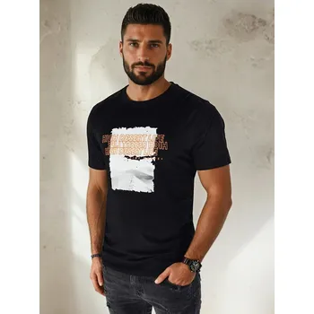 Pánské tričko Černé tričko s potiskem RX5489 Velikost: M