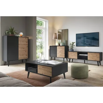 Obývací stěna Obývací sestava I dub artisan / černý Willow