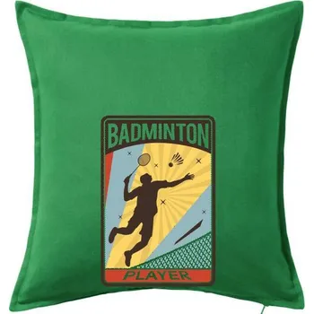 Polštář Badminton - hráč - Polštář 50x50 - 50x50 - Včetně výplně ( Středně zelená )