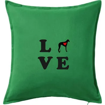 Polštář Chrt love - Polštář 50x50 - 50x50 - Pouze potah ( Středně zelená )