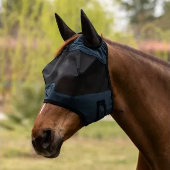 Koňská maska proti hmyzu Maska proti hmyzu EQUESTRO Logo blue (M)