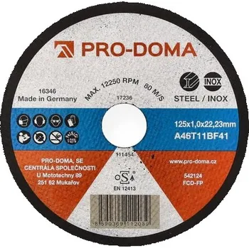 Řezný kotouč Kotouč řezný ocel nerez PRO-DOMA – 125×1 mm