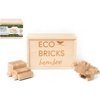 Dřevěná hračka Stavebnice dřevěná 45ks ECO Bricks v dřevěné krabičce 15x9,5x11,5cm