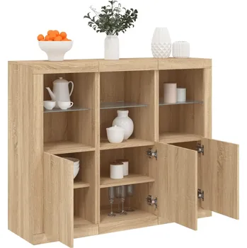 přebalovací pult a komoda Příborníky s LED osvětlením 3 ks dub sonoma kompozitní dřevo Hnědá3209102