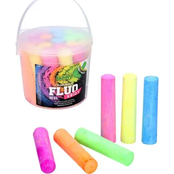 Kresba Křídy barevné chodníkové Fluo kulaté set 20ks v kyblíku | 65554