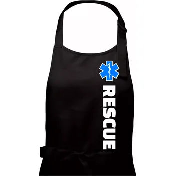 Kuchyňská zástěra Rescue - pro záchranáře - Pánská zástěra na vaření - Univerzální velikost ( Černá )