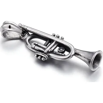 Přívěsek Přívěsek nerezová trubka dechový nástroj, trumpeta Stříbrná