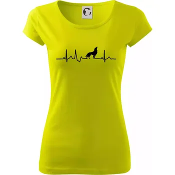 Dámské tričko Vlk ekg - Dámské triko Pure - XS ( Limetková )