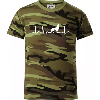 Chlapecké tričko Vlk ekg - Dětské maskáčové triko - 104-110cm / 3-4 roky ( Zelený maskáč )