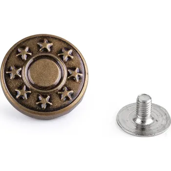 Knoflík Kovový knoflík / riflový šroubovací velikost 26", barva 3 staromosaz