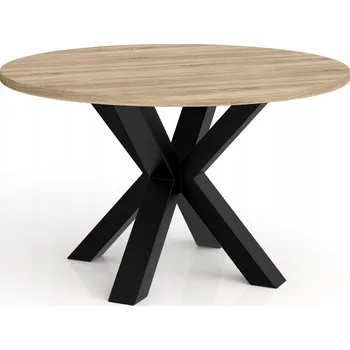 Konferenční stolek Konferenční stolek Noe 60 kulatý průměr 58 cm s deskou dub sonoma a černými nohami