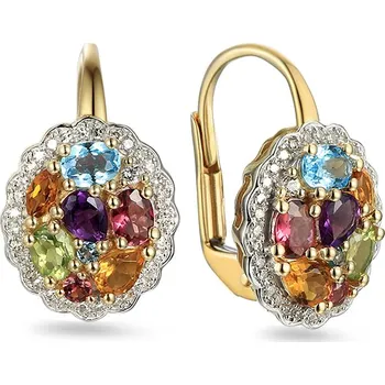 Náušnice Unikátní zlaté náušnice s drahokamy 2,08 ct IZBR1245N + dárkové balení LUXUS zdarma