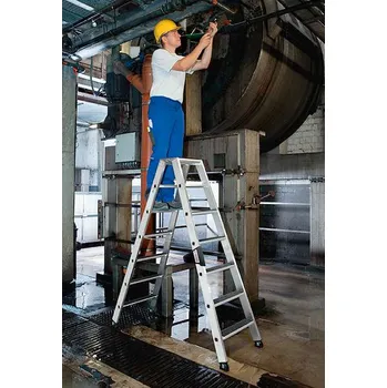Žebřík Štafle z hliníku, oboustranné, 2 x 12 příčlí, protiskluzová třída R13