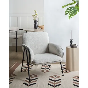 Křeslo Křeslo světle béžové polyesterové čalounění kovový rám moderní styl obývací pokoj ložnice Beliani