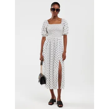 Dámské šaty ŠATY midi šaty BIG STAR S PUNTÍKY bílé, velikost XS