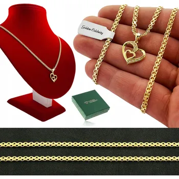 Řetízek ŘETÍZEK ŘETÍZEK + SRDCE SE ZIRKONY 925/585 DÁREK + VĚNOVÁNÍ
