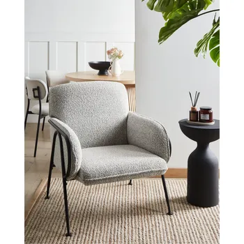 Křeslo Křeslo černé a bílé polyesterové čalounění kovový rám moderní styl obývací pokoj ložnice Beliani