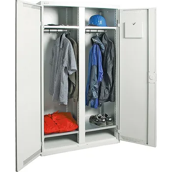 Šatní skříň Šatní skříň Esta, 4 police, dělící příčka, korpus a dveře světle šedé, š 1000 mm, v 1800 mm