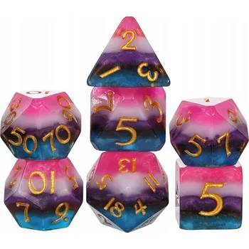 Příslušenství k deskovým hrám PRIDE LGBTQ GENDERFLUID SADA 7 EPOXIDOVÝCH RPG kostek