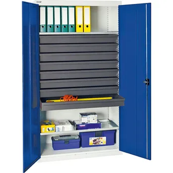 Skříňka na nářadí Dílenská skříň Professional 3000, 8 zásuvek, 2 vany, šedo-modrá, š 1000 mm
