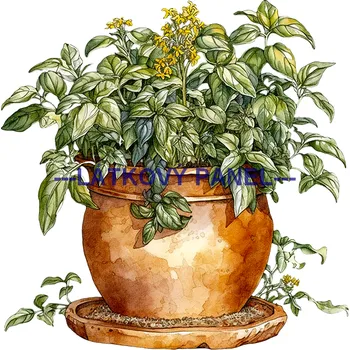 Látkový panel - Bylinky - BY-02 Velikost: 30x30cm, Materiál: Bavlna