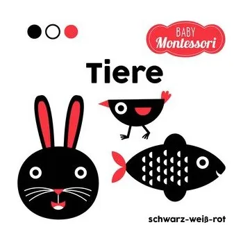 První čtění Tiere schwarz-weiß-rot (Baby Montessori) - White Star