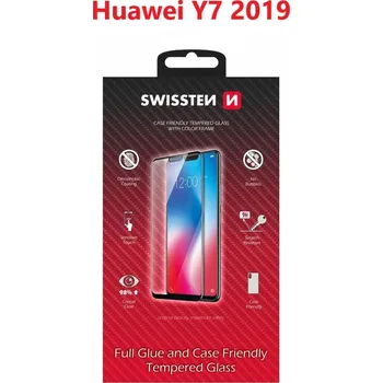 Sklo swissten full glue, color frame, case friendly huawei y7 2019 černé