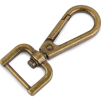 Galanterie Kovová karabina otočná, průvlek 20 mm, barva 4 staromosaz