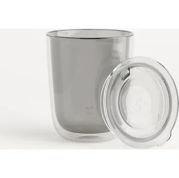 Waterdrop Skleněný Hrnek vč. Víčka s Otvorem černá transparentní 350 ml