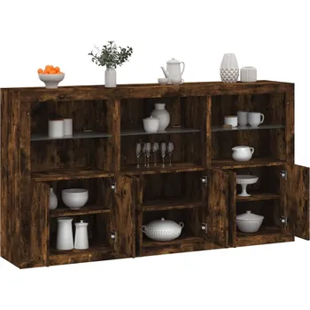 přebalovací pult a komoda Příborník s LED osvětlením kouřový dub 181,5 x 37 x 100 cm Hnědá3209153