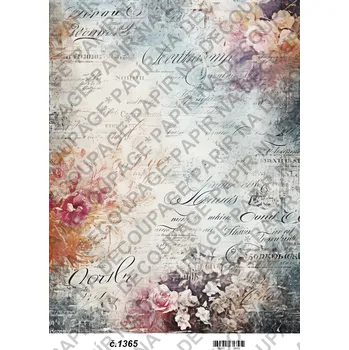 Umělecký papír Rýžový a soft papír na decoupage - Vintage květinová - KB01365 Materiál: Soft, Rozměr: A4