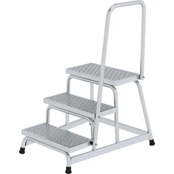 Schůdek Schůdky z hliníku, se zábradlím, třístupňové, protiskluzový povrch R 13