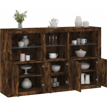 přebalovací pult a komoda Příborník s LED osvětlením kouřový dub 162 x 37 x 100 cm Hnědá3209146