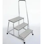 Schůdky z hliníku, se zábradlím, třístupňové, protiskluzové plastové patky