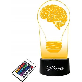 Lampička LAMPičKA na SKLE Mozek v Žárovce 3D LED RGB + DÁLKOVÝ OVLADAČ 16 BAREV