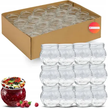 Sklenice 32 x SKLENĚNÁ ZAVAŘOVACÍ SKLENICE SKLENICE NA ZAVAŘENINY DŽEM MED POVIDLA 215ml + VÍČKA